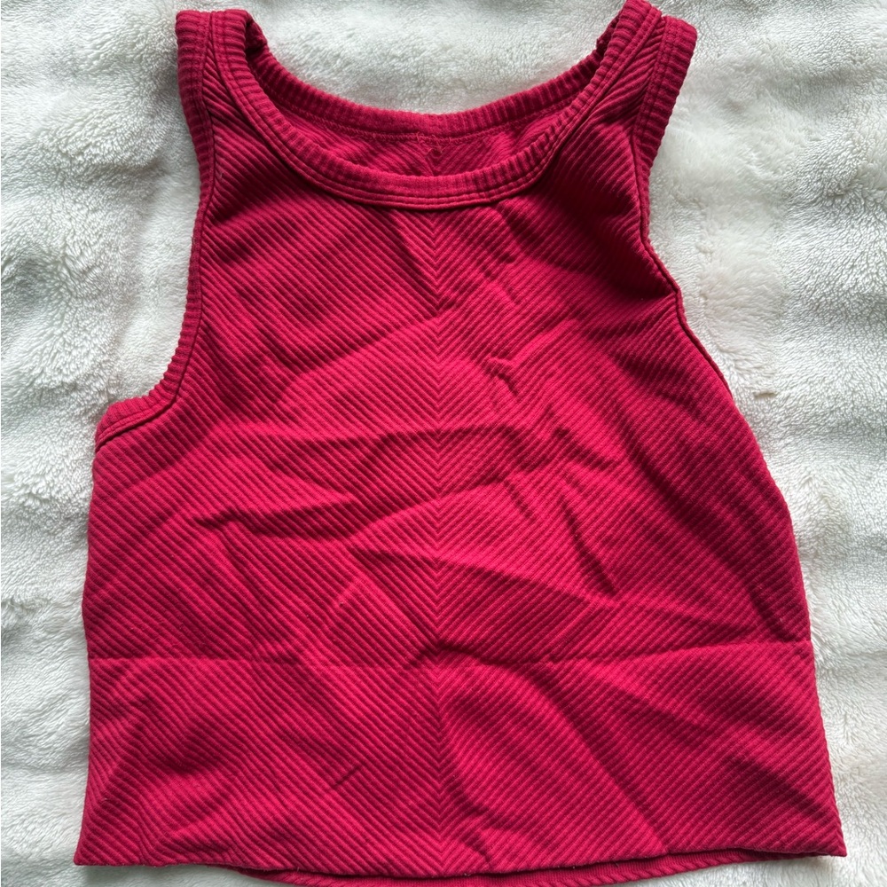 Women's Ribbed red Tank Top